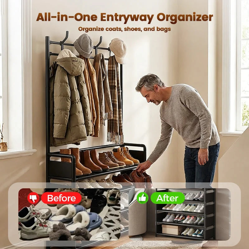 🧥 Entryway Shoe & Coat Rack – Multi-functional, sturdy & space-saving ✨